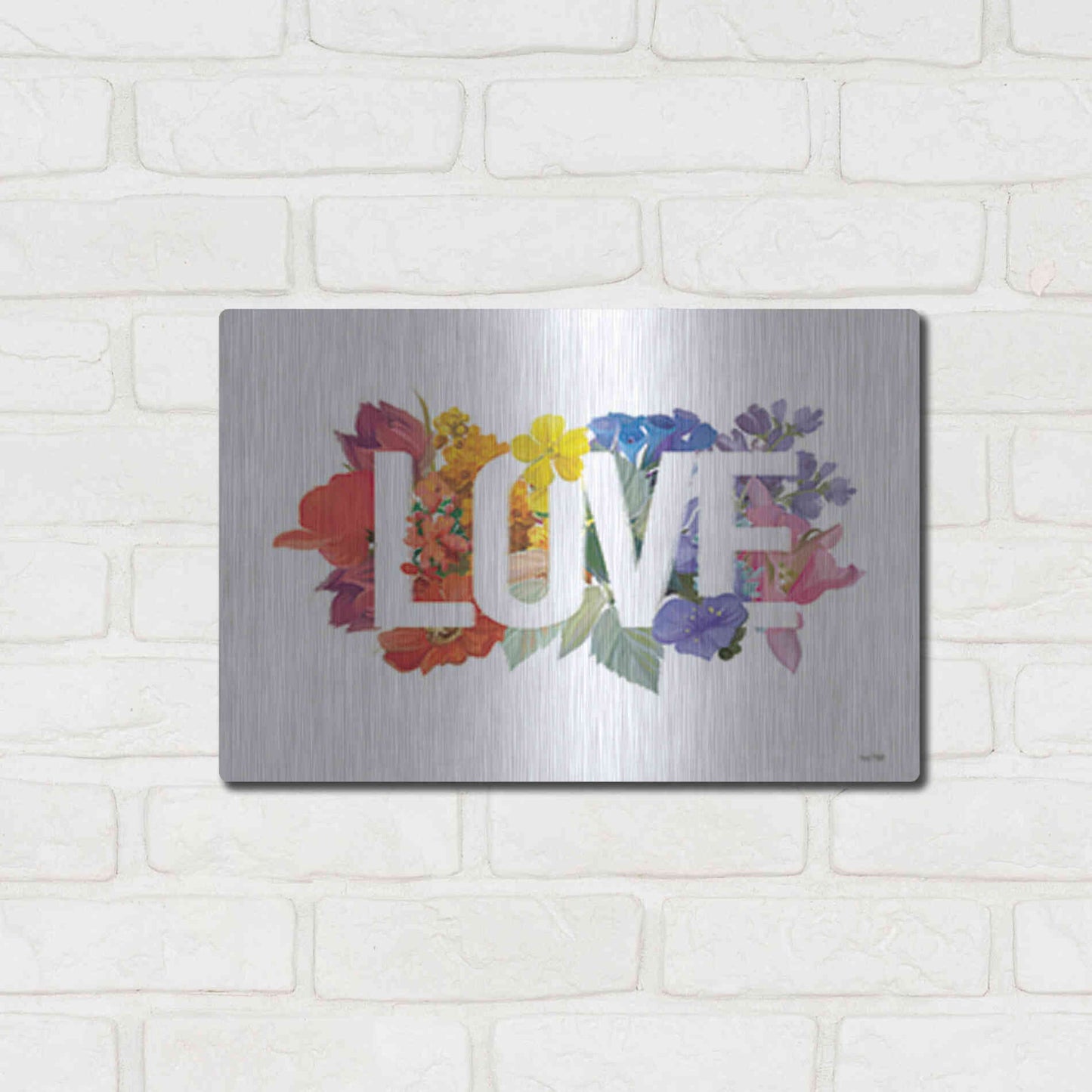 Luxe Metal Art 'Rainbow Love' by House Fenway, Metal Wall Art,16x12