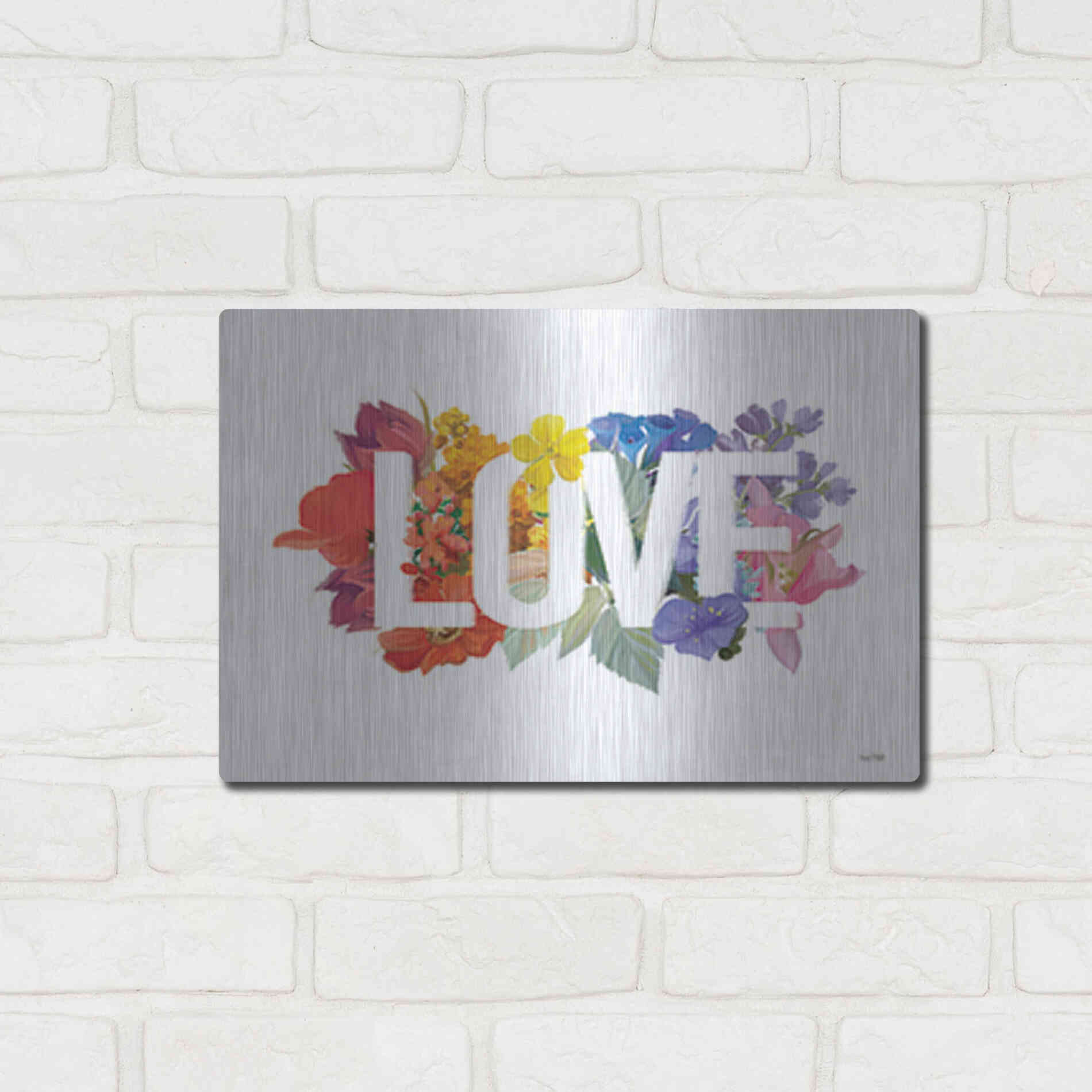 Luxe Metal Art 'Rainbow Love' by House Fenway, Metal Wall Art,16x12