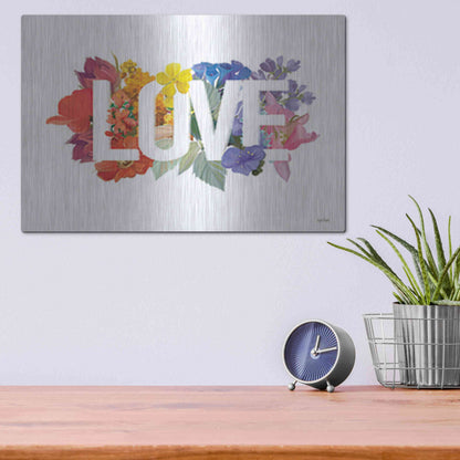 Luxe Metal Art 'Rainbow Love' by House Fenway, Metal Wall Art,16x12