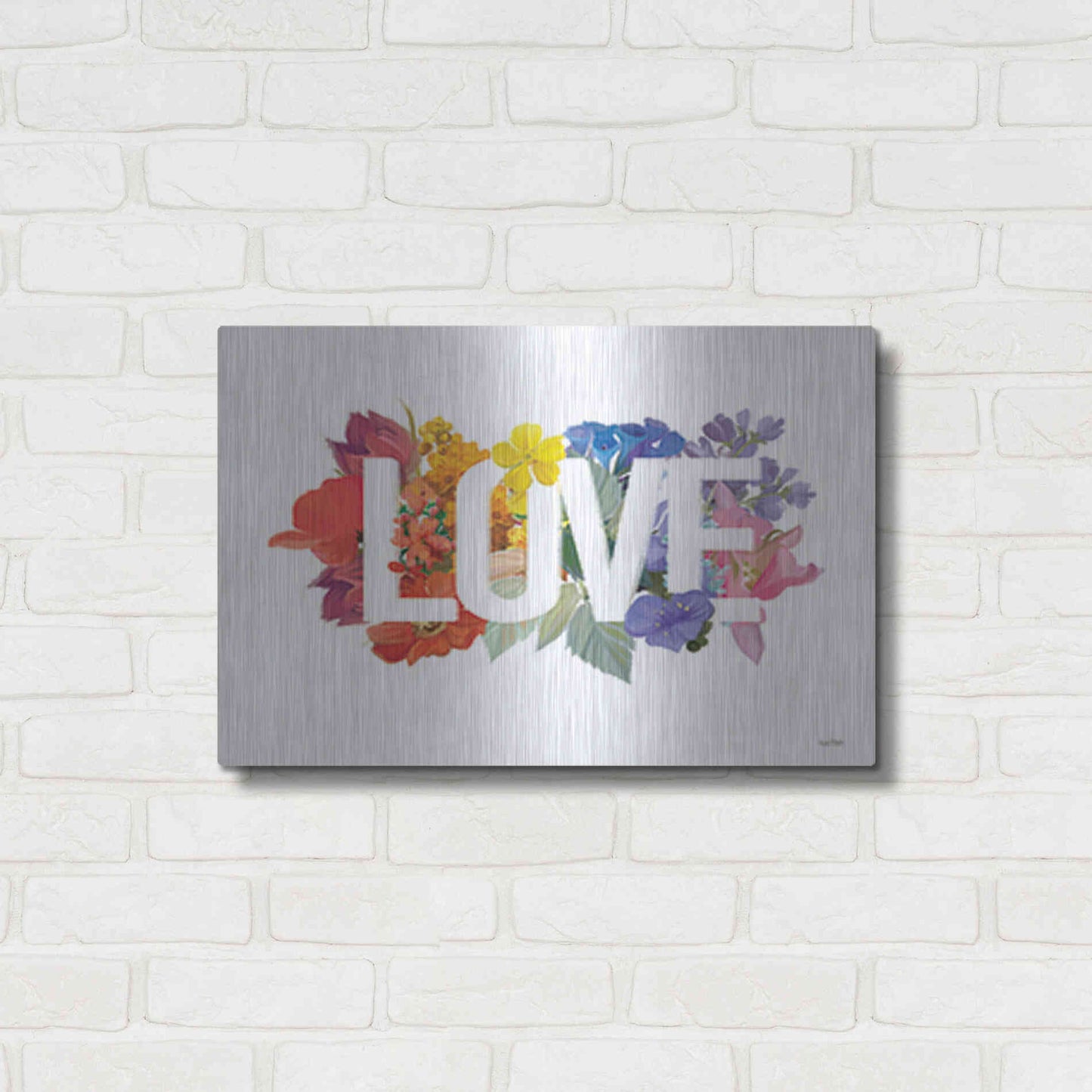 Luxe Metal Art 'Rainbow Love' by House Fenway, Metal Wall Art,24x16