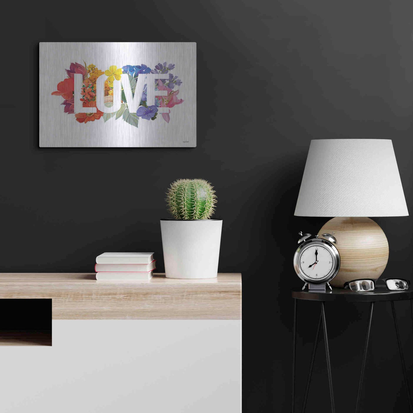 Luxe Metal Art 'Rainbow Love' by House Fenway, Metal Wall Art,24x16