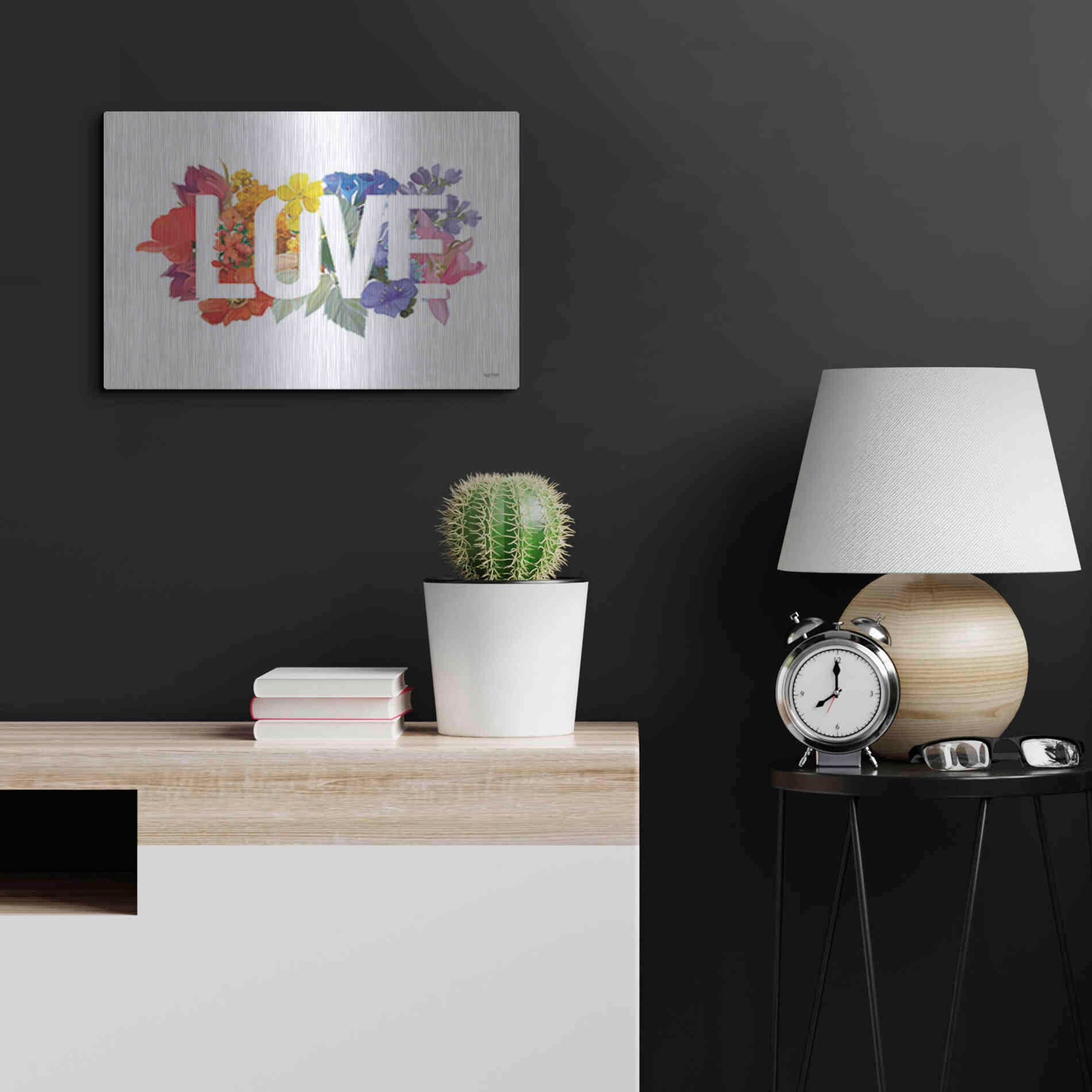 Luxe Metal Art 'Rainbow Love' by House Fenway, Metal Wall Art,24x16