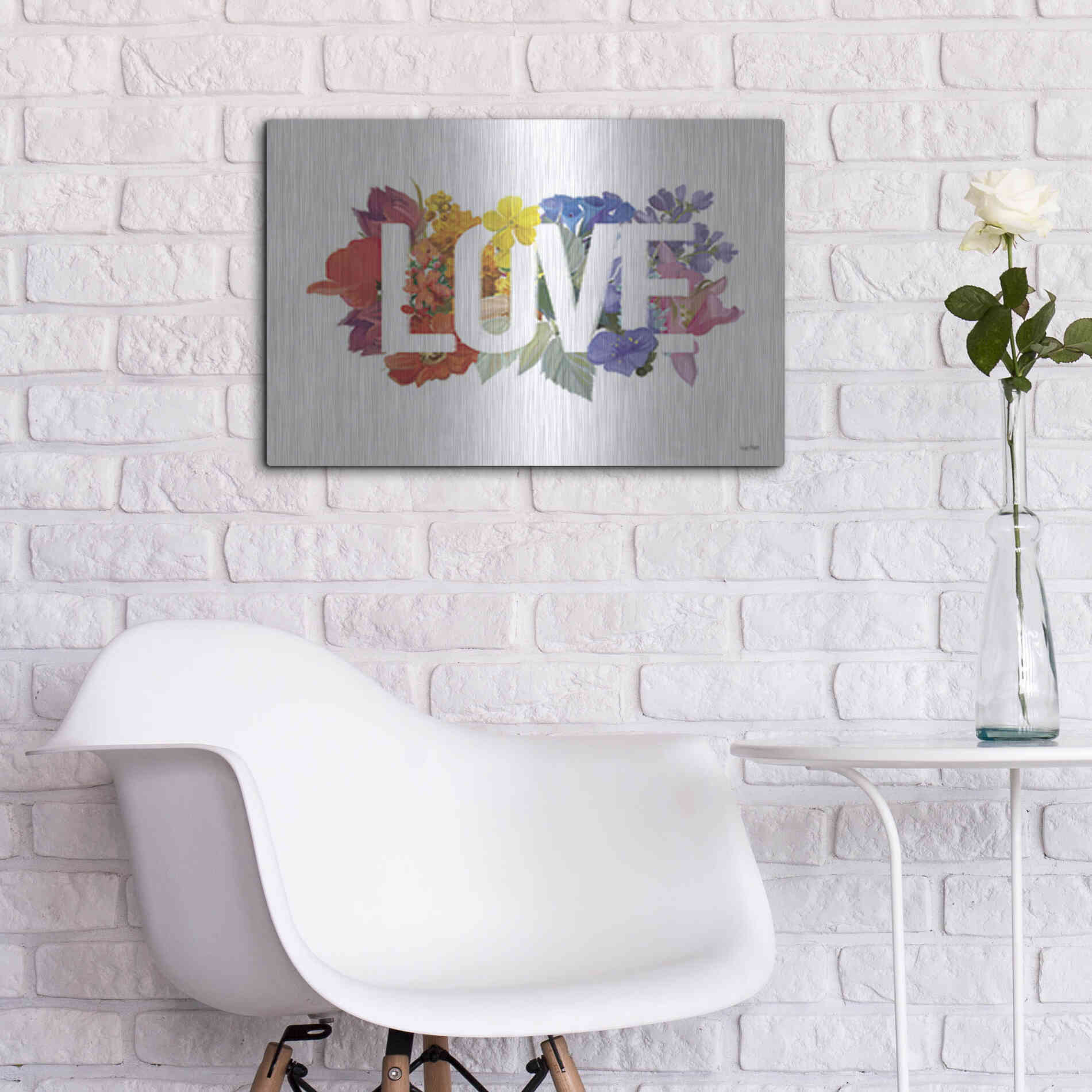Luxe Metal Art 'Rainbow Love' by House Fenway, Metal Wall Art,24x16