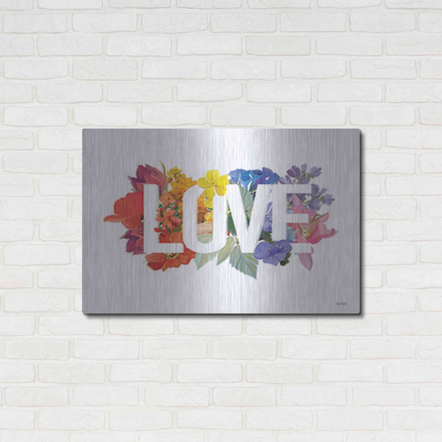 Luxe Metal Art 'Rainbow Love' by House Fenway, Metal Wall Art,36x24