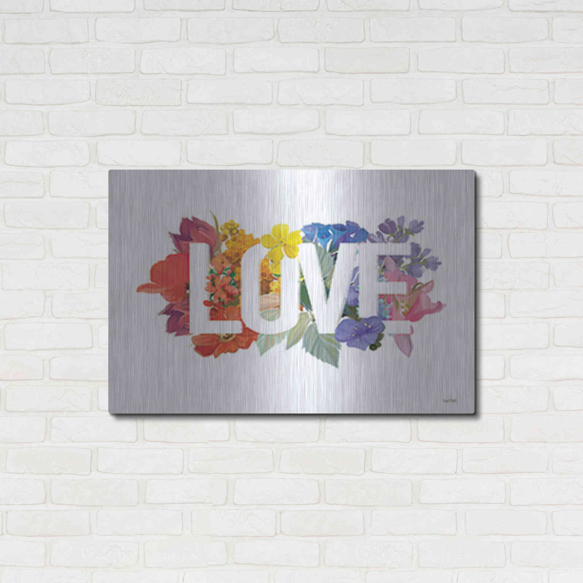 Luxe Metal Art 'Rainbow Love' by House Fenway, Metal Wall Art,36x24
