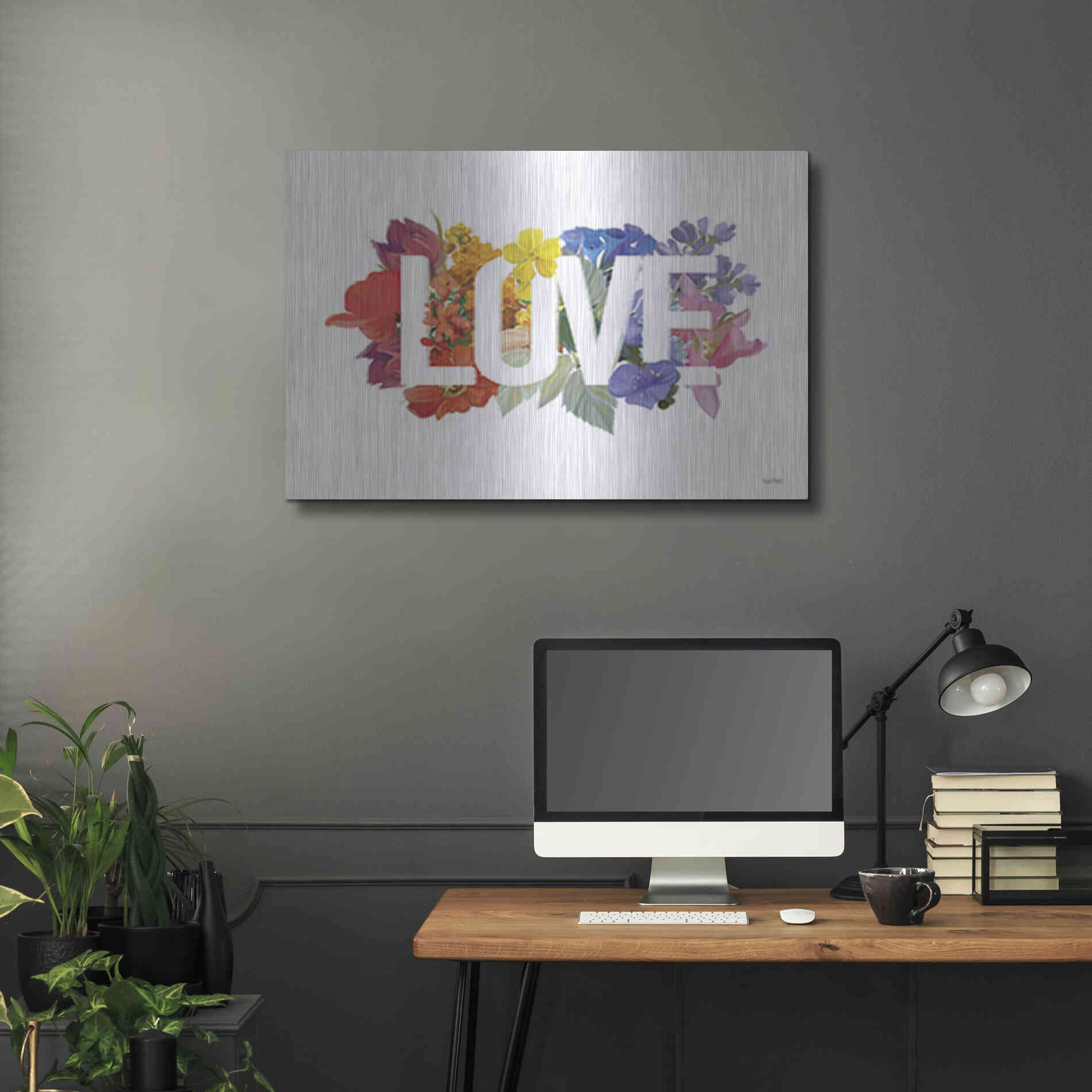 Luxe Metal Art 'Rainbow Love' by House Fenway, Metal Wall Art,36x24