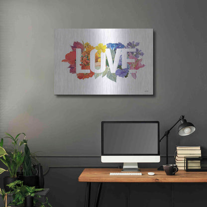 Luxe Metal Art 'Rainbow Love' by House Fenway, Metal Wall Art,36x24