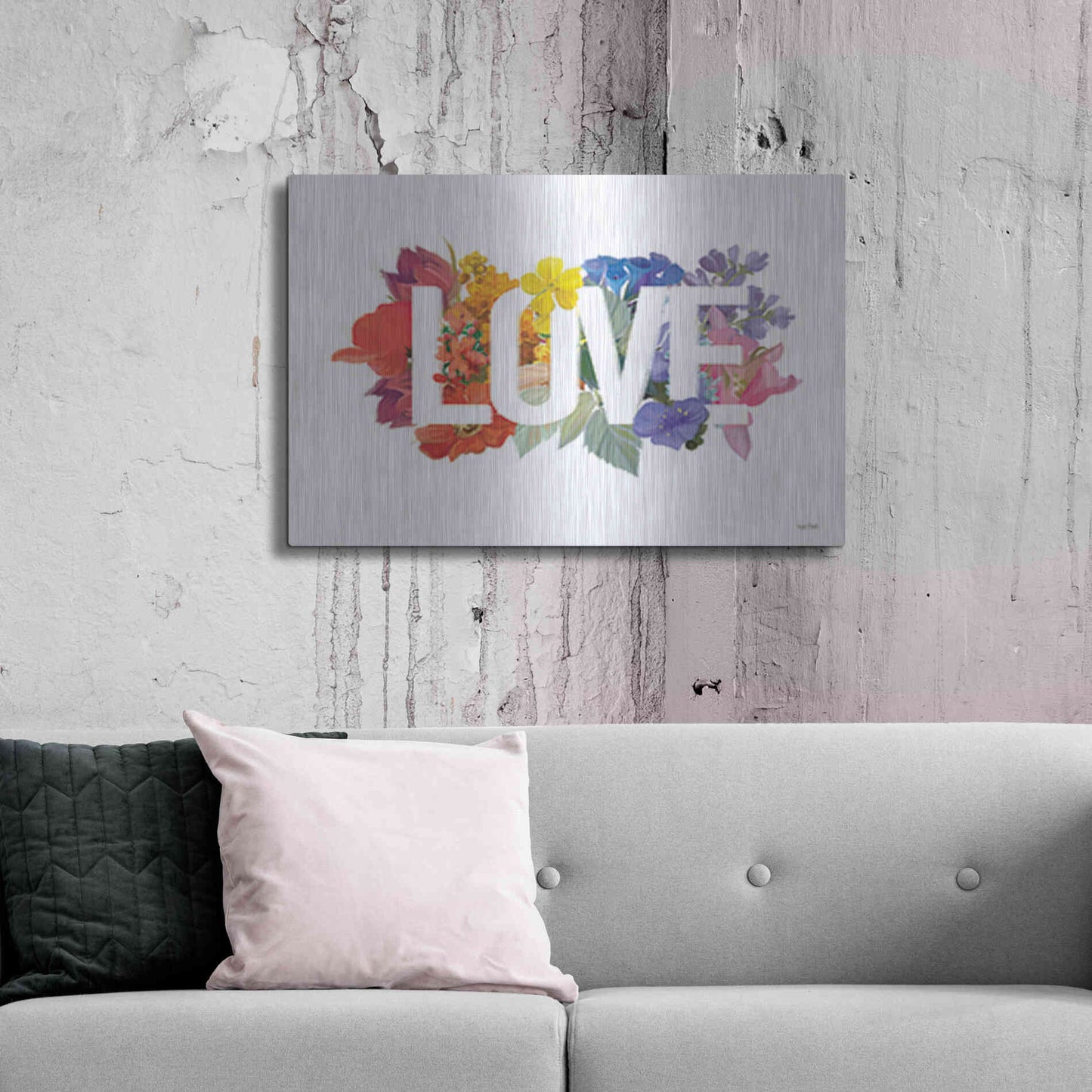 Luxe Metal Art 'Rainbow Love' by House Fenway, Metal Wall Art,36x24