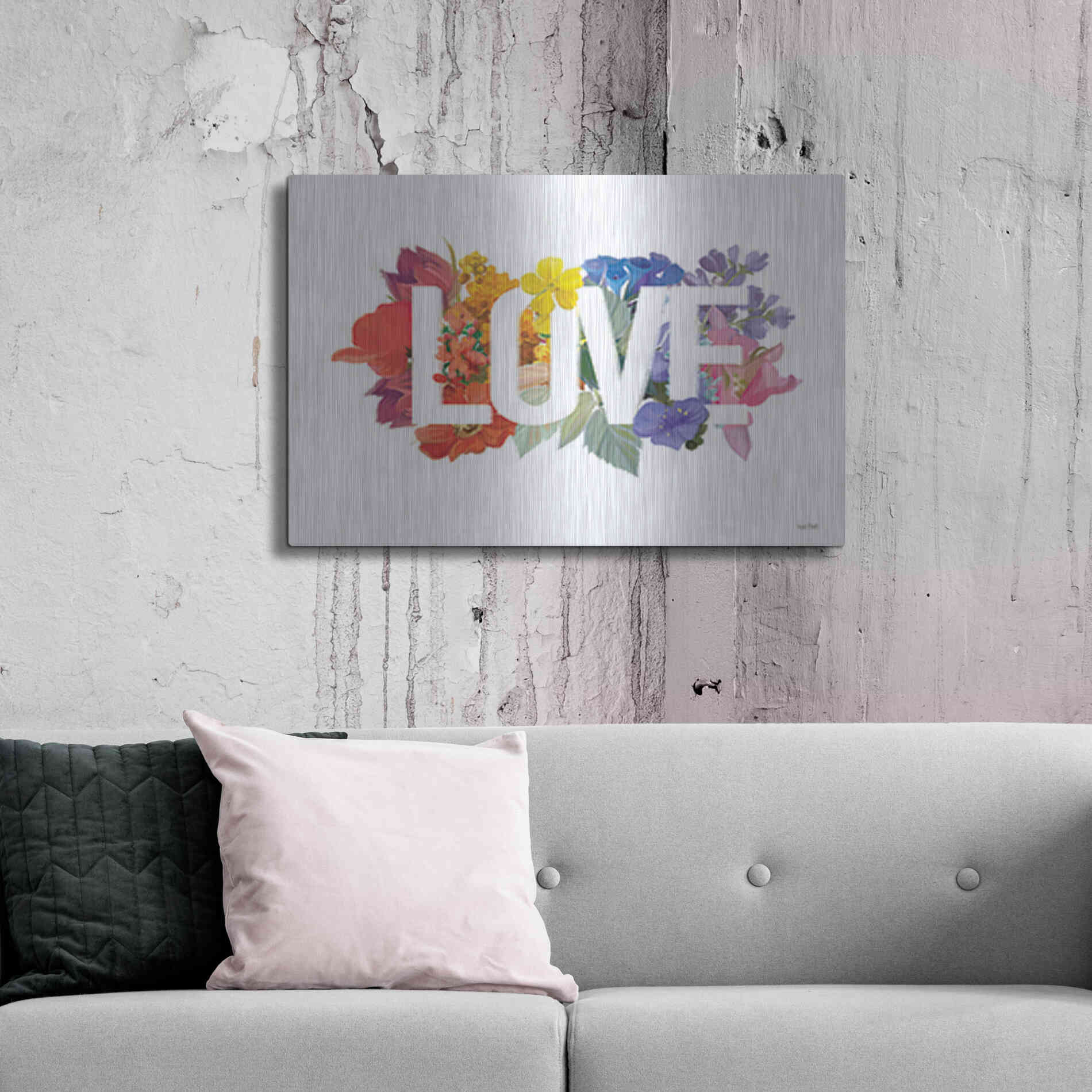 Luxe Metal Art 'Rainbow Love' by House Fenway, Metal Wall Art,36x24
