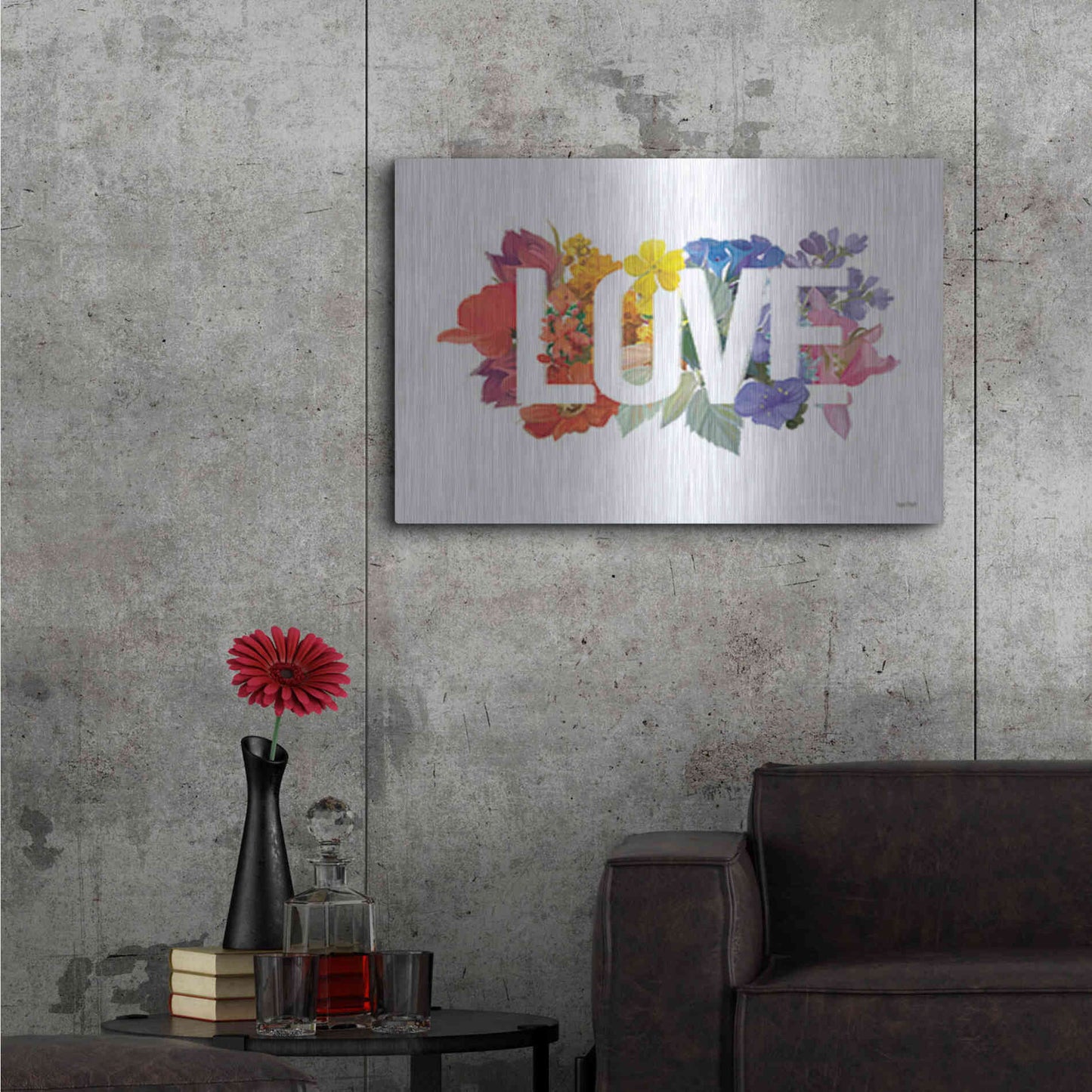 Luxe Metal Art 'Rainbow Love' by House Fenway, Metal Wall Art,36x24