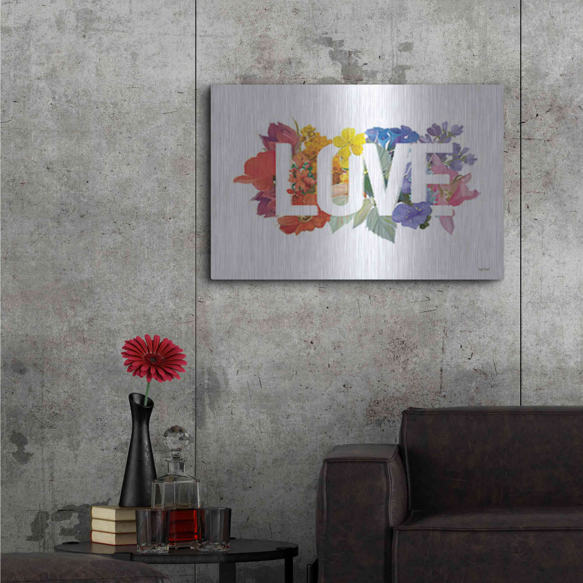 Luxe Metal Art 'Rainbow Love' by House Fenway, Metal Wall Art,36x24