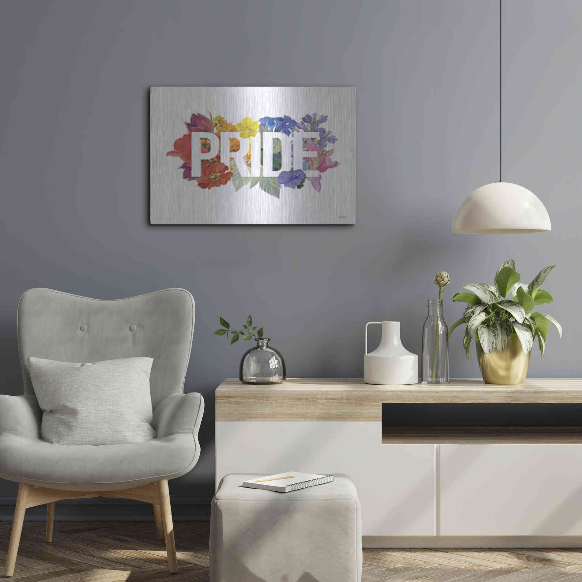 Luxe Metal Art 'Rainbow Pride' by House Fenway, Metal Wall Art,24x16