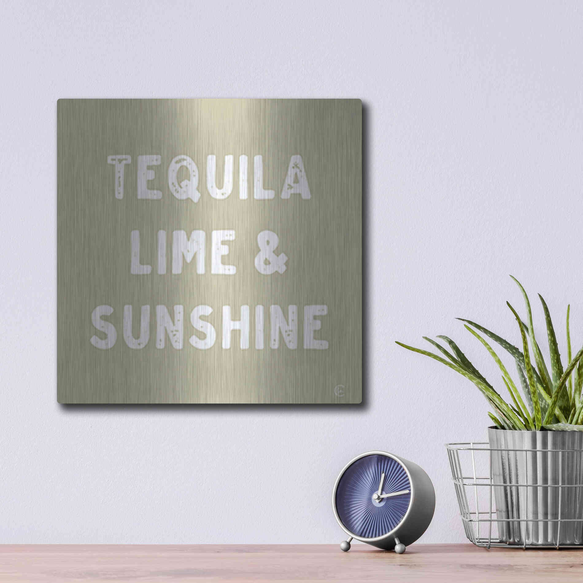 Luxe Metal Art 'Tequila, Lime & Sunshine' by Fearfully Made Creations, Metal Wall Art,12x12