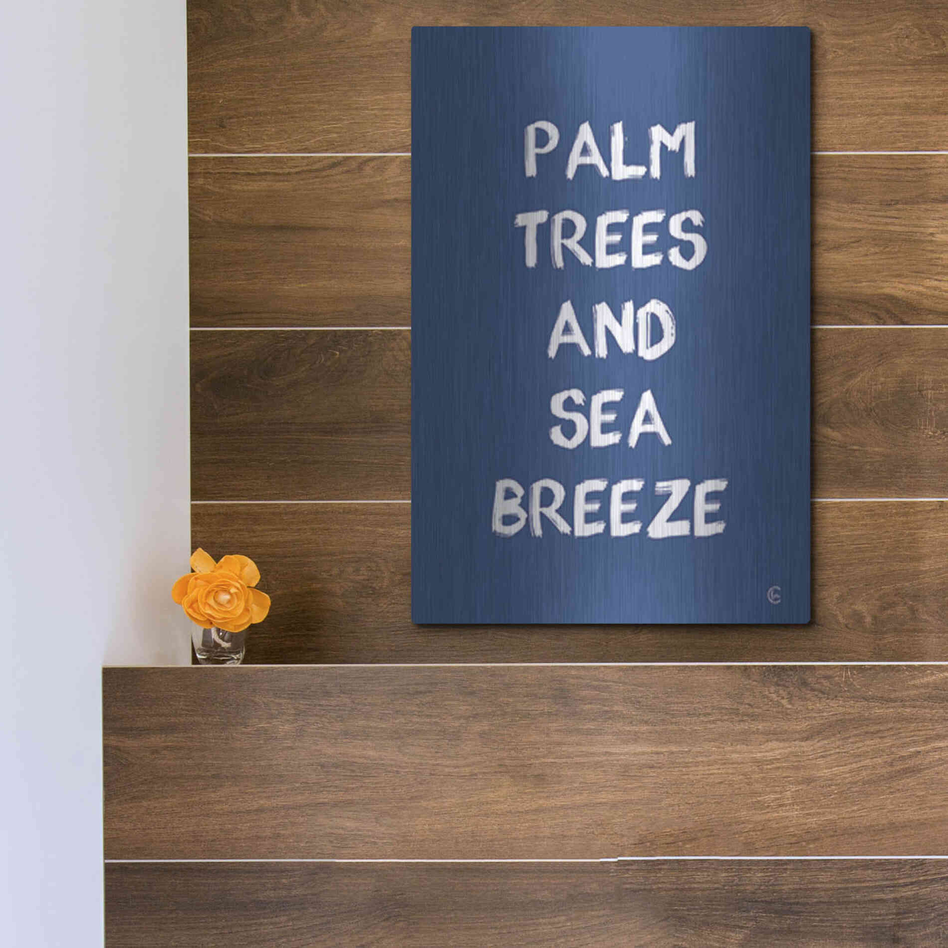 Luxe Metal Art 'Palm Trees and Sea Breeze' by Fearfully Made Creations, Metal Wall Art,12x16