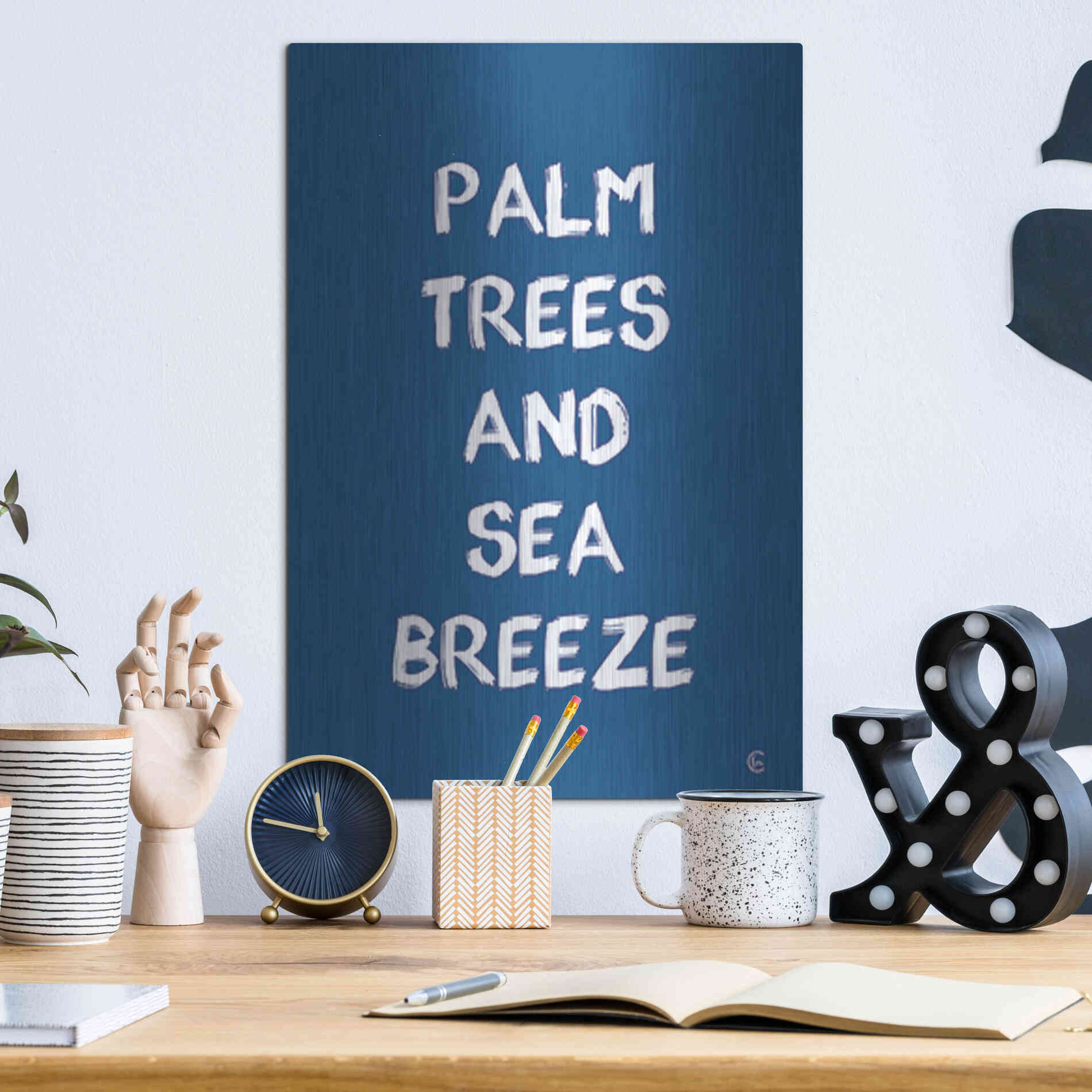 Luxe Metal Art 'Palm Trees and Sea Breeze' by Fearfully Made Creations, Metal Wall Art,12x16