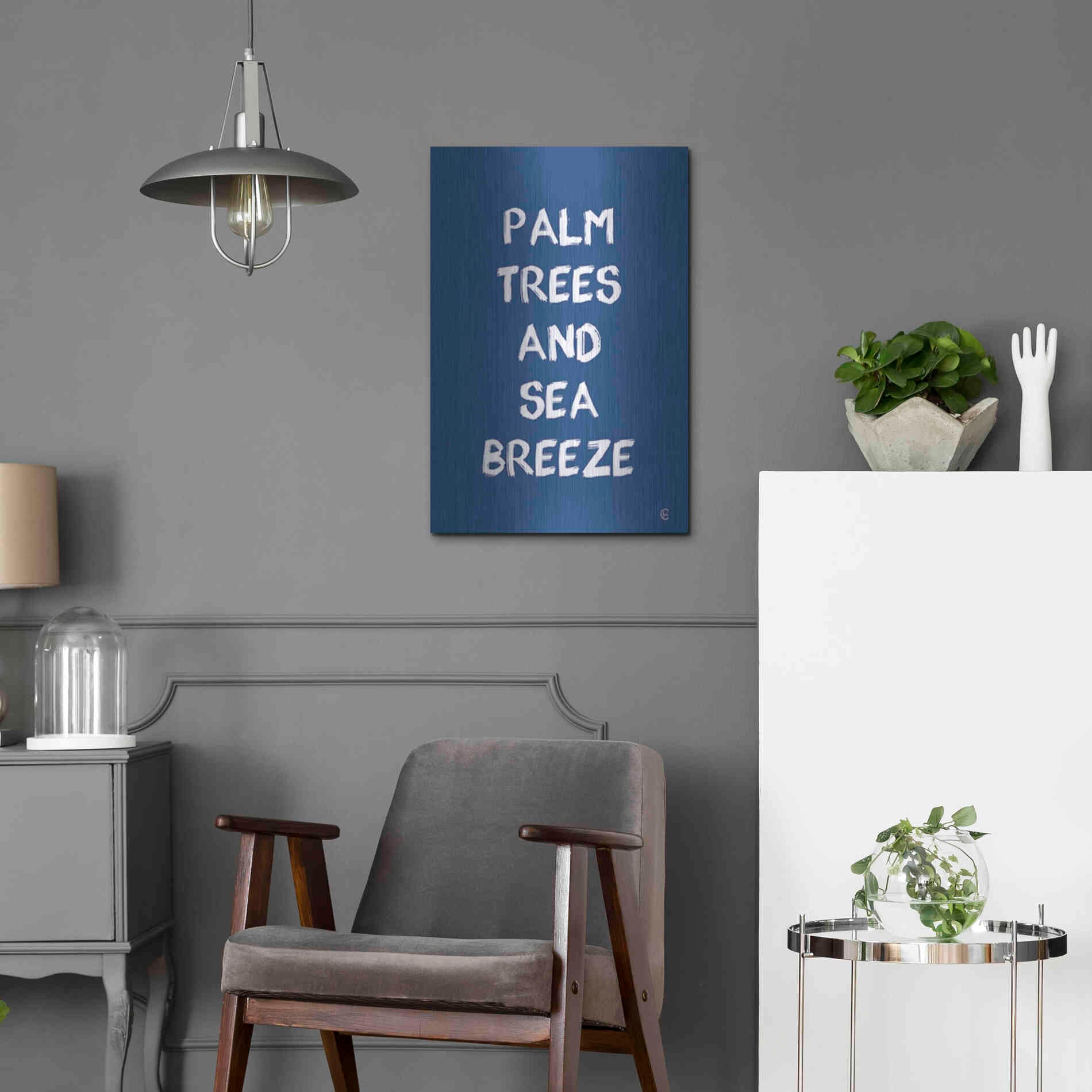 Luxe Metal Art 'Palm Trees and Sea Breeze' by Fearfully Made Creations, Metal Wall Art,16x24