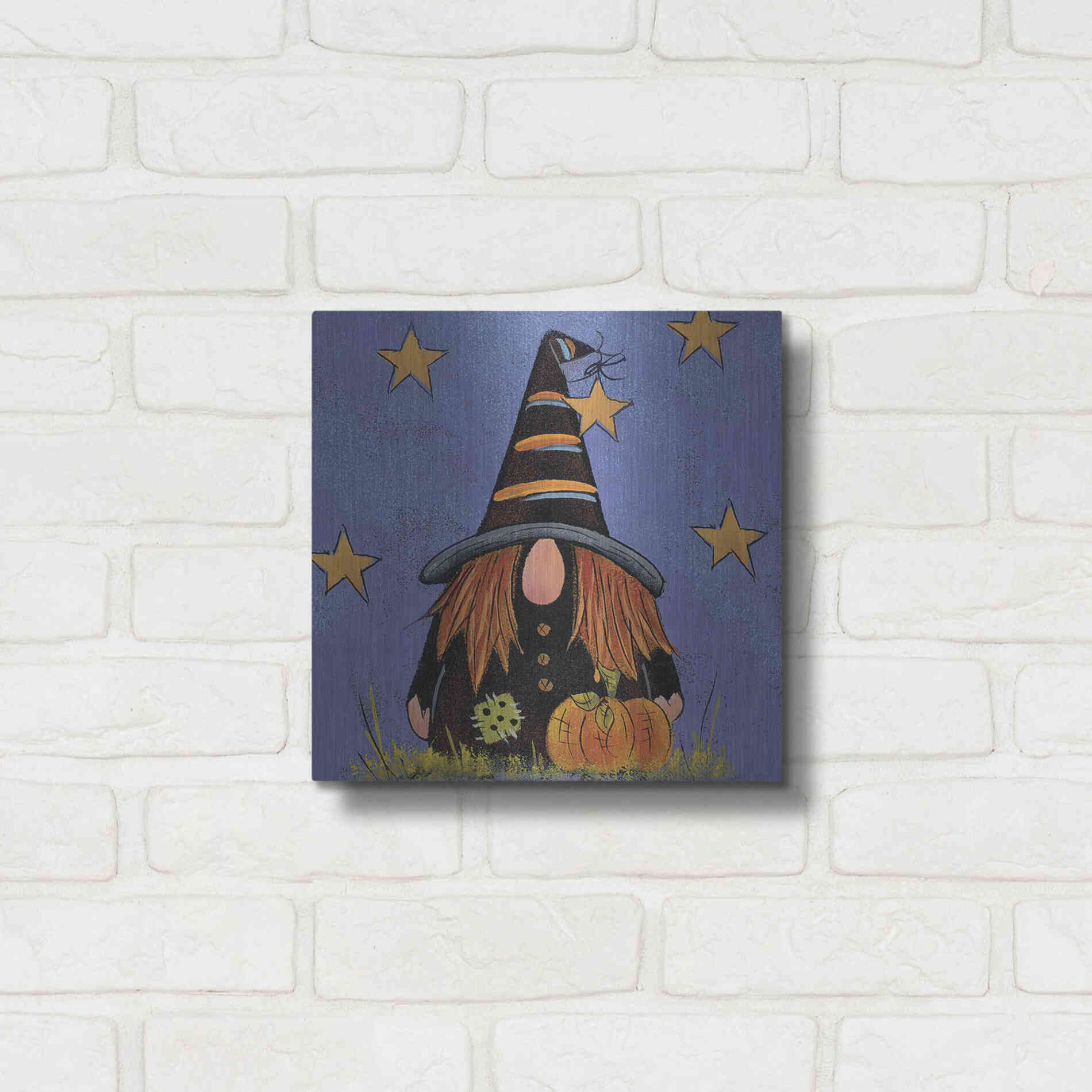 Luxe Metal Art 'Halloween Gnome' by Lisa Hilliker, Metal Wall Art,12x12