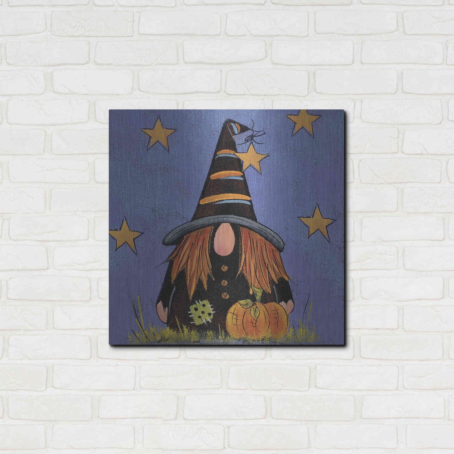 Luxe Metal Art 'Halloween Gnome' by Lisa Hilliker, Metal Wall Art,24x24