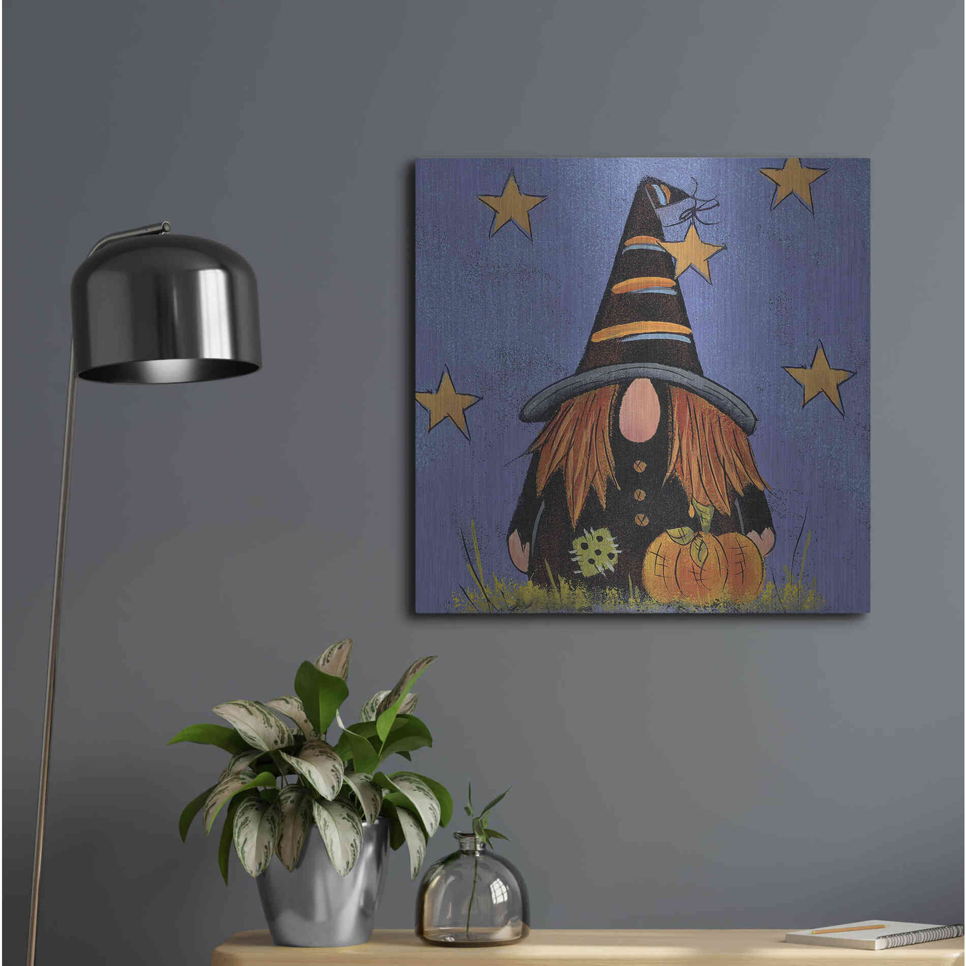 Luxe Metal Art 'Halloween Gnome' by Lisa Hilliker, Metal Wall Art,24x24