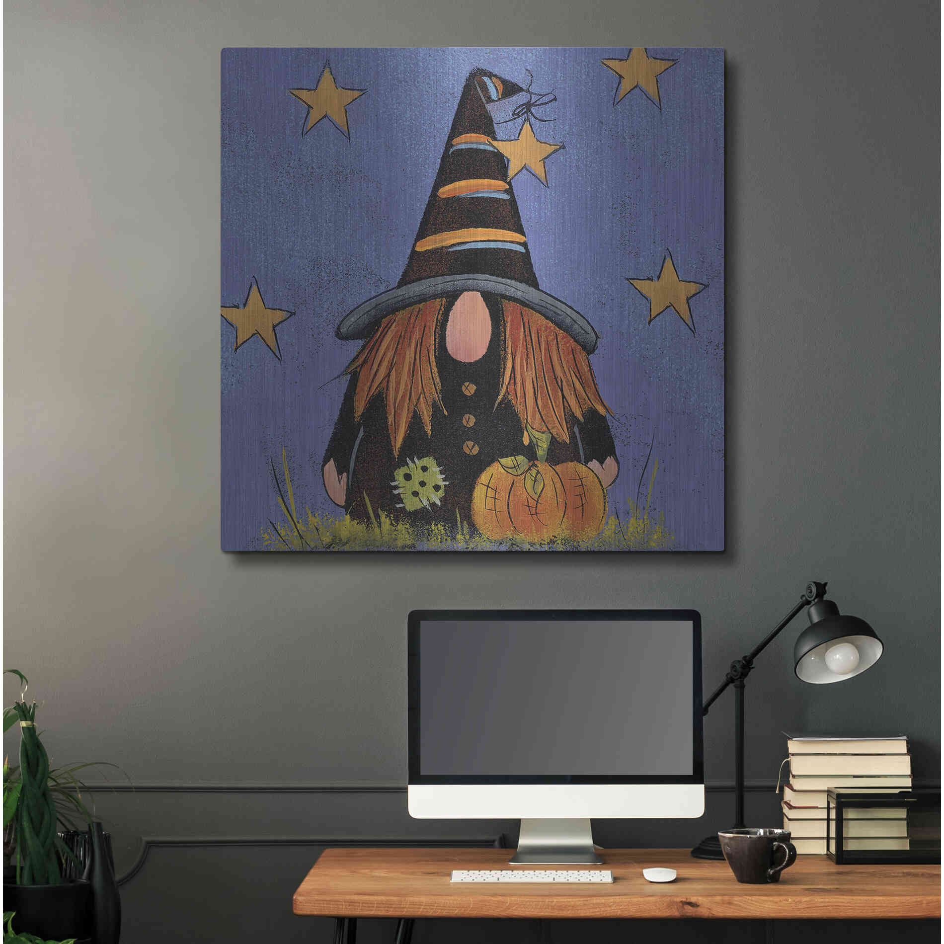 Luxe Metal Art 'Halloween Gnome' by Lisa Hilliker, Metal Wall Art,36x36