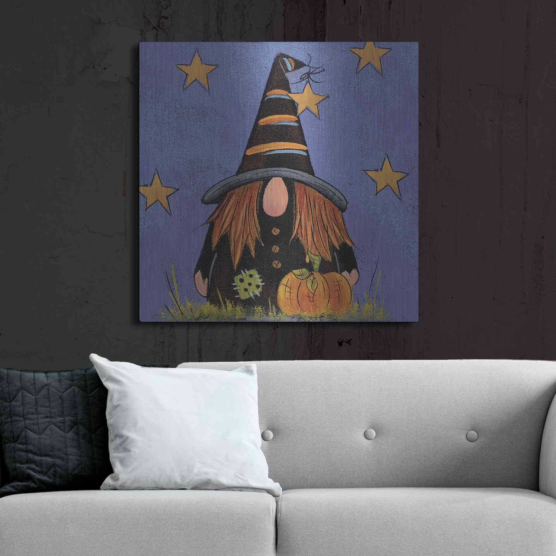 Luxe Metal Art 'Halloween Gnome' by Lisa Hilliker, Metal Wall Art,36x36