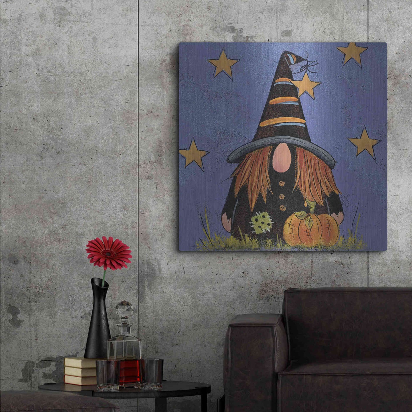 Luxe Metal Art 'Halloween Gnome' by Lisa Hilliker, Metal Wall Art,36x36