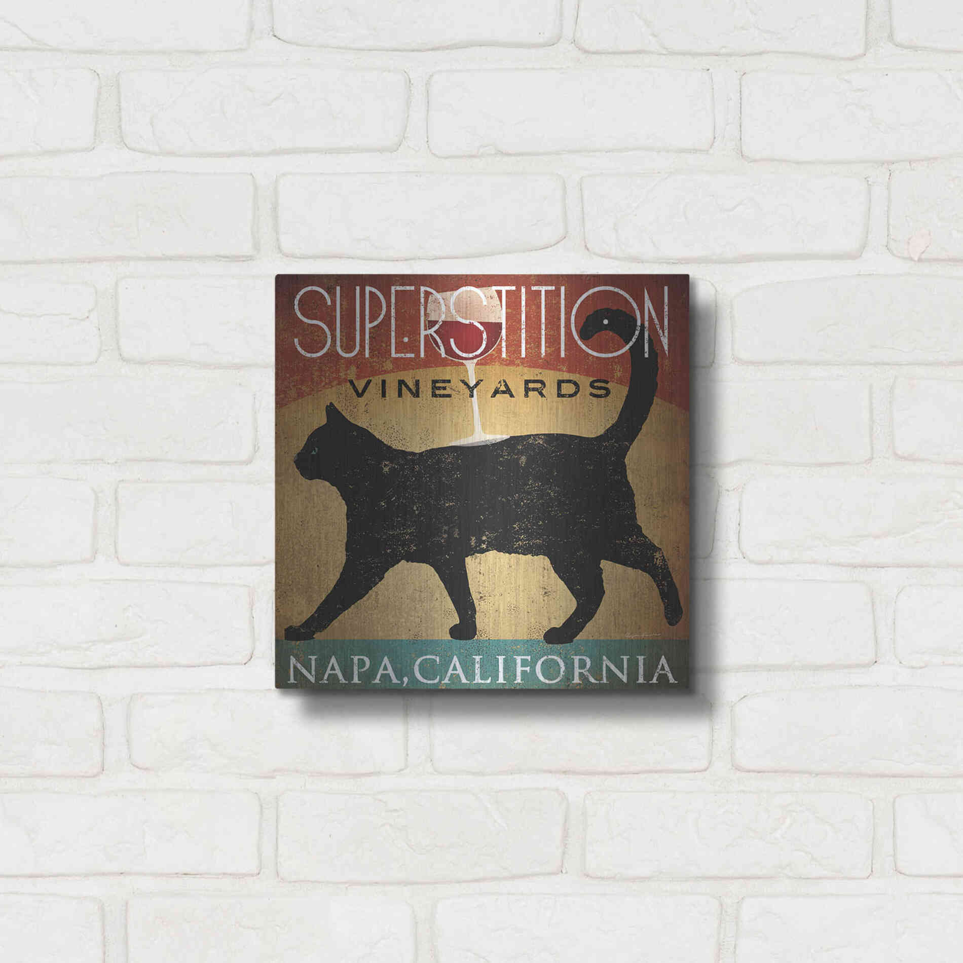 Luxe Metal Art 'Superstition Vineyards Cat' by Ryan Fowler, Metal Wall Art,12x12