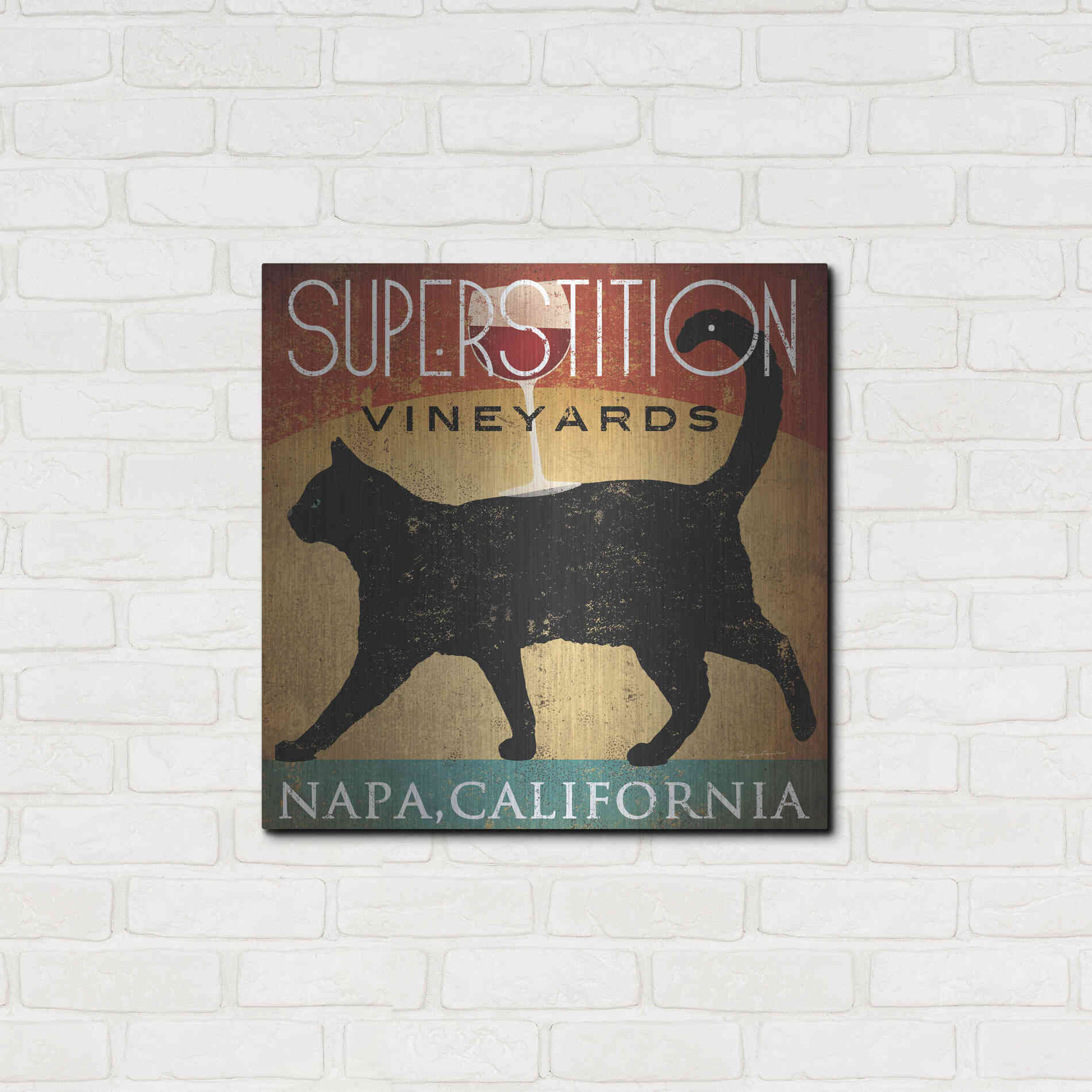 Luxe Metal Art 'Superstition Vineyards Cat' by Ryan Fowler, Metal Wall Art,24x24