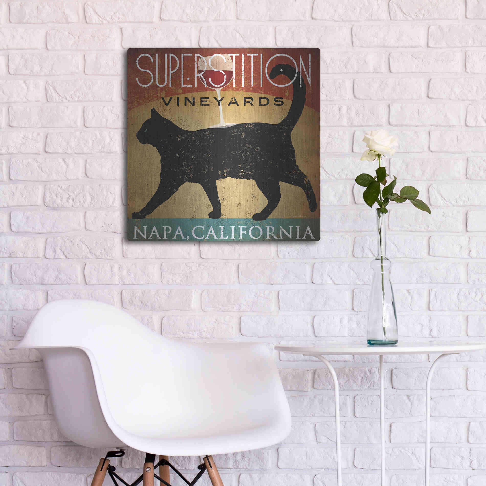 Luxe Metal Art 'Superstition Vineyards Cat' by Ryan Fowler, Metal Wall Art,24x24