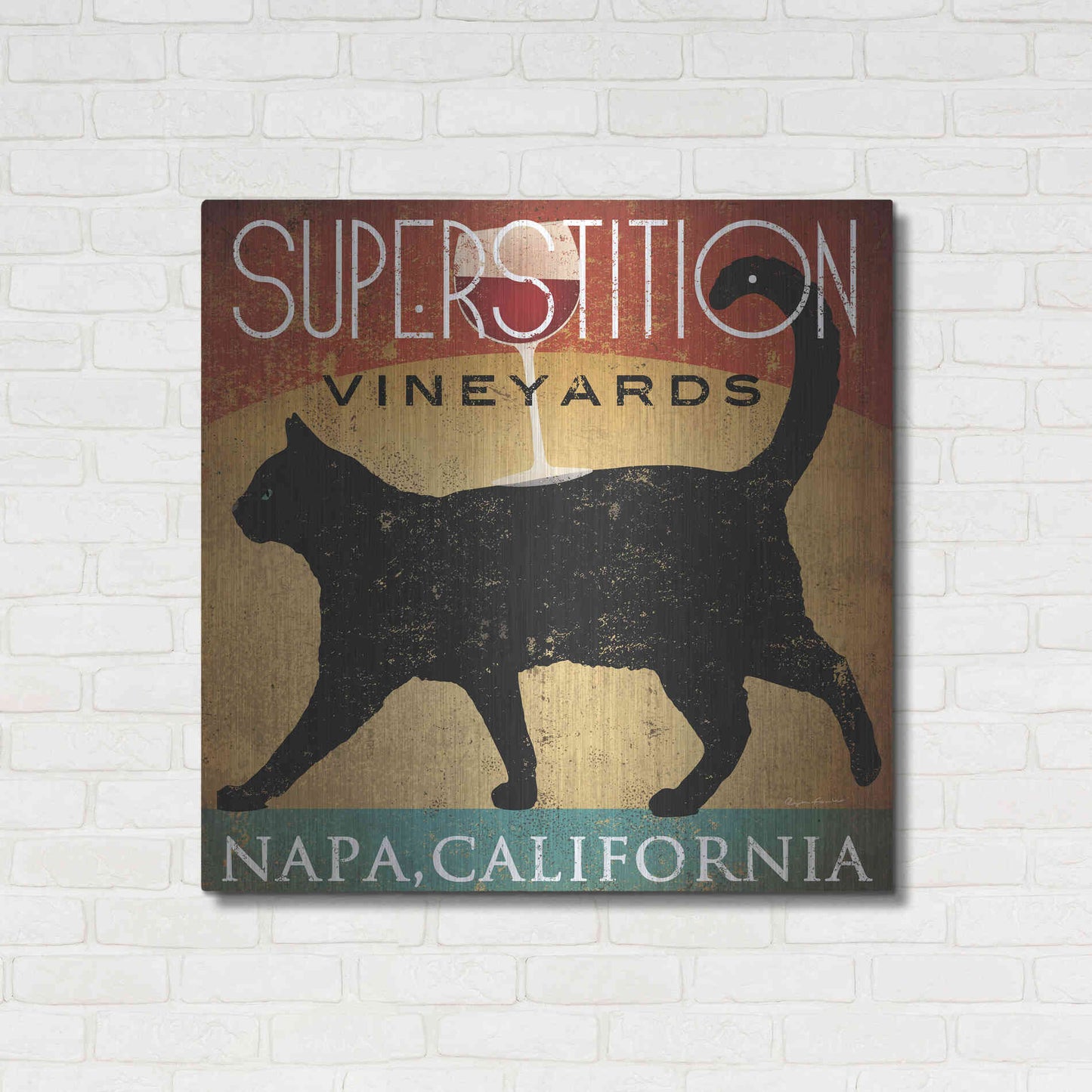 Luxe Metal Art 'Superstition Vineyards Cat' by Ryan Fowler, Metal Wall Art,36x36