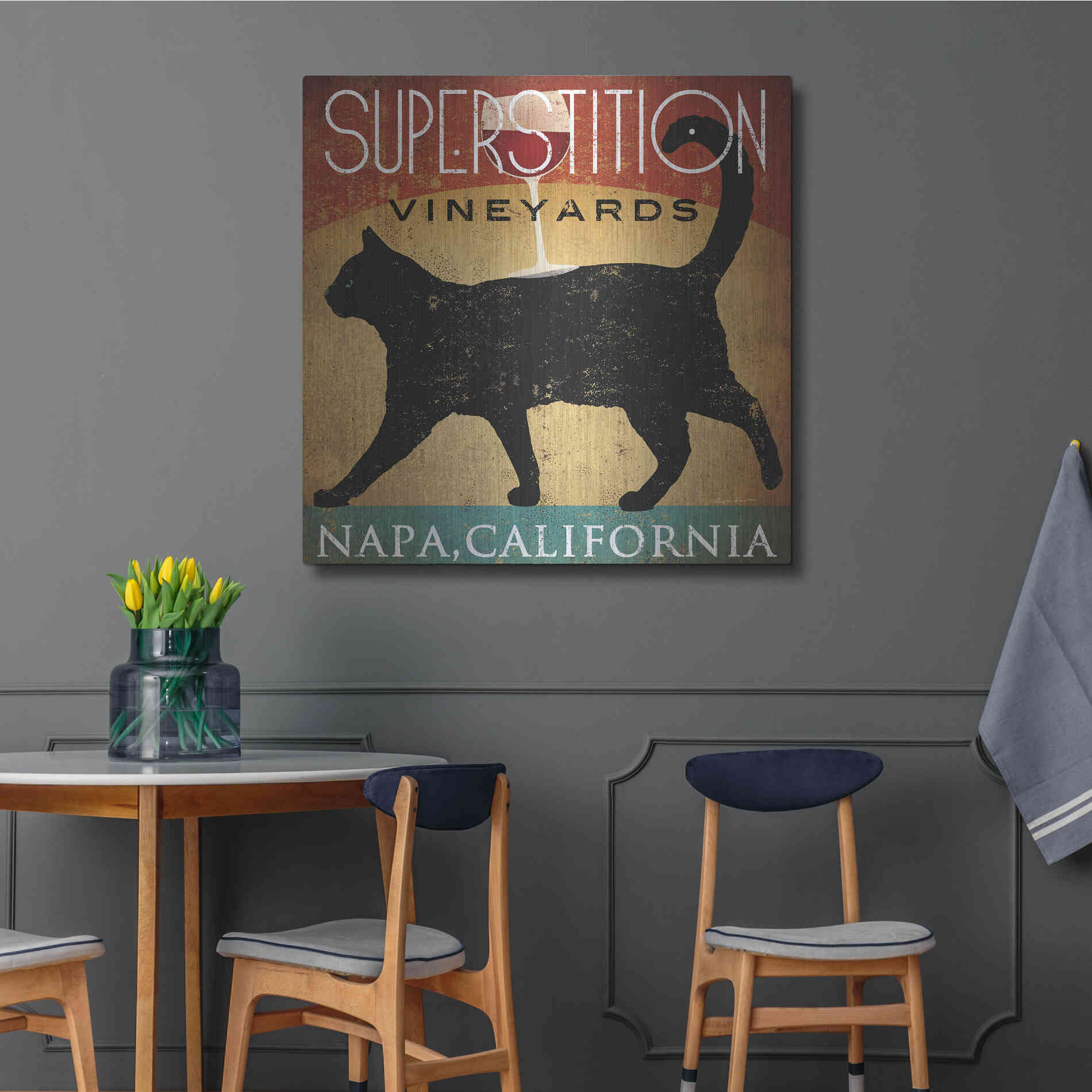 Luxe Metal Art 'Superstition Vineyards Cat' by Ryan Fowler, Metal Wall Art,36x36