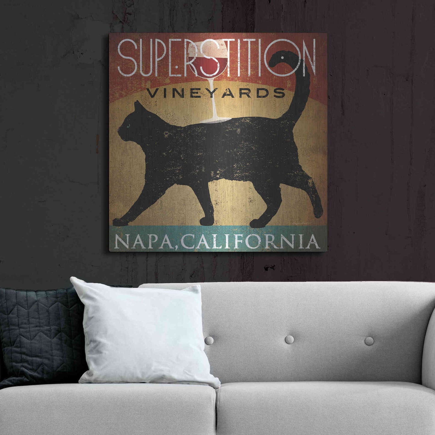 Luxe Metal Art 'Superstition Vineyards Cat' by Ryan Fowler, Metal Wall Art,36x36