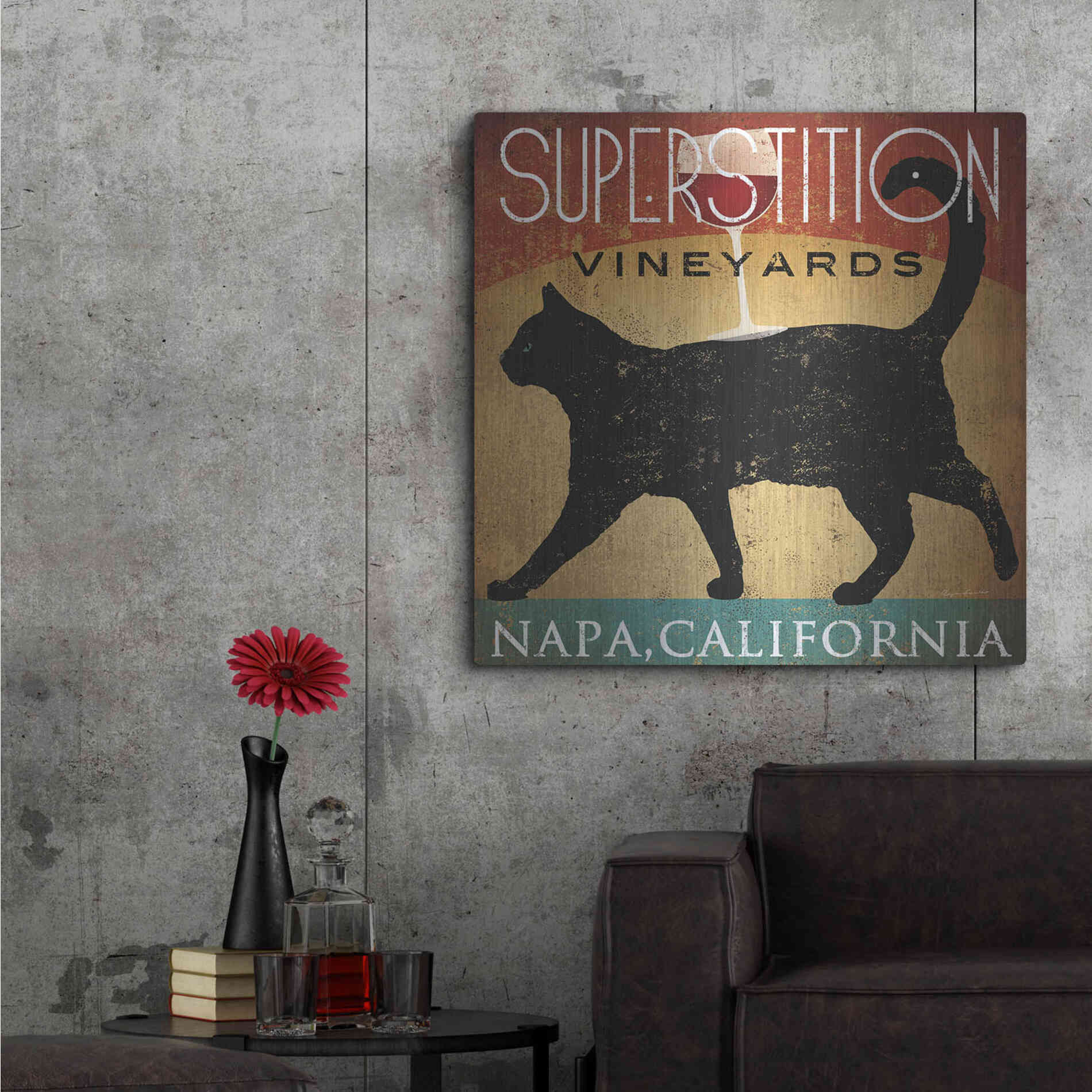 Luxe Metal Art 'Superstition Vineyards Cat' by Ryan Fowler, Metal Wall Art,36x36