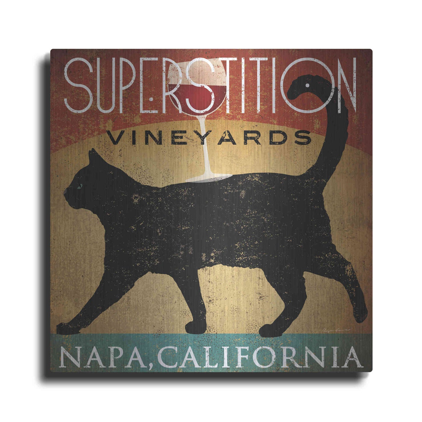 Luxe Metal Art 'Superstition Vineyards Cat' by Ryan Fowler, Metal Wall Art