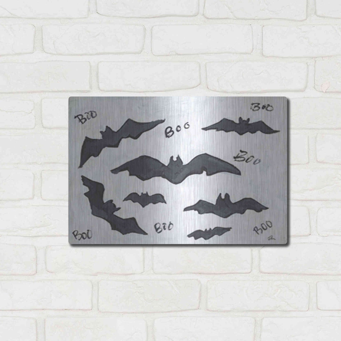 Luxe Metal Art 'Boo Bats' by Cindy Jacobs, Metal Wall Art,16x12