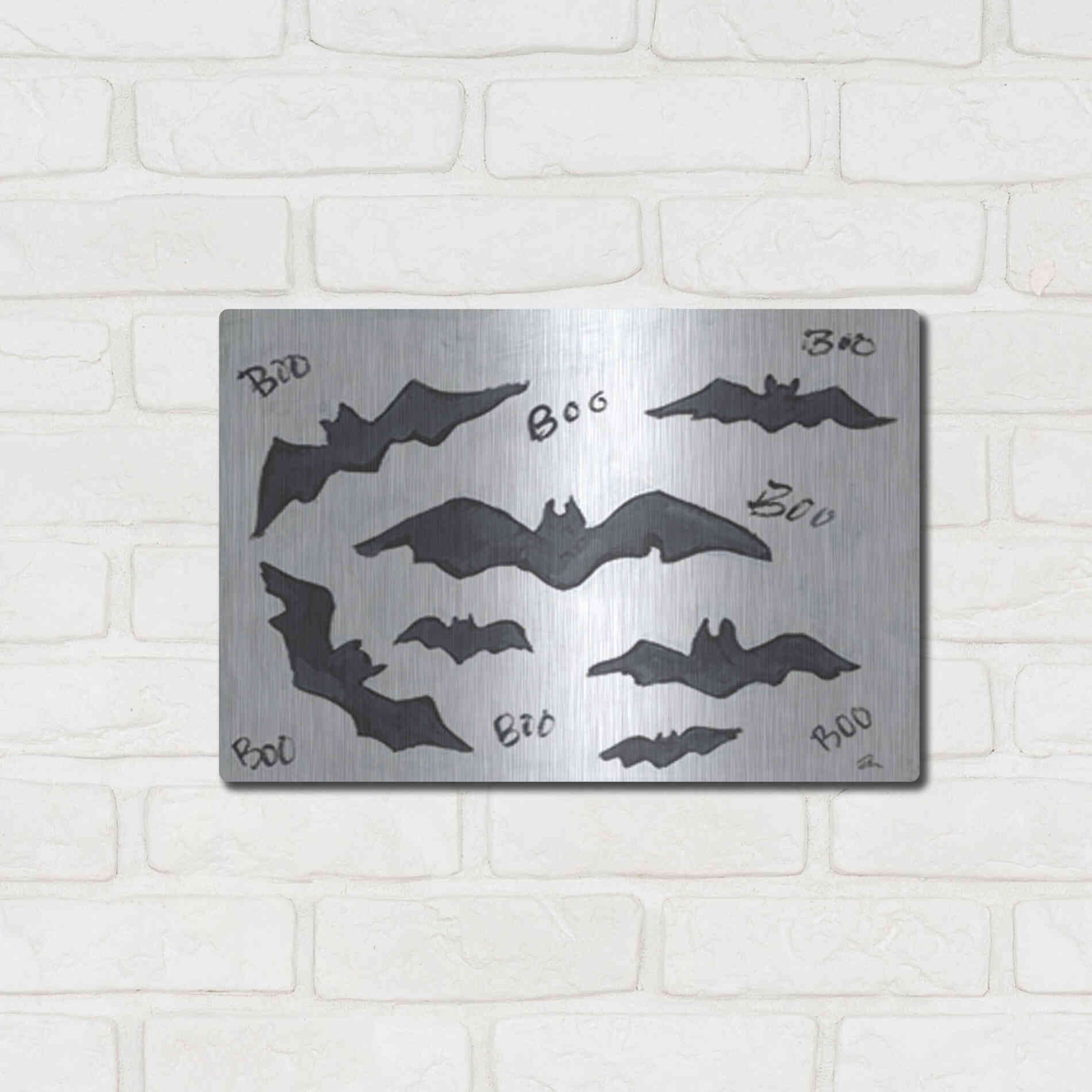 Luxe Metal Art 'Boo Bats' by Cindy Jacobs, Metal Wall Art,16x12