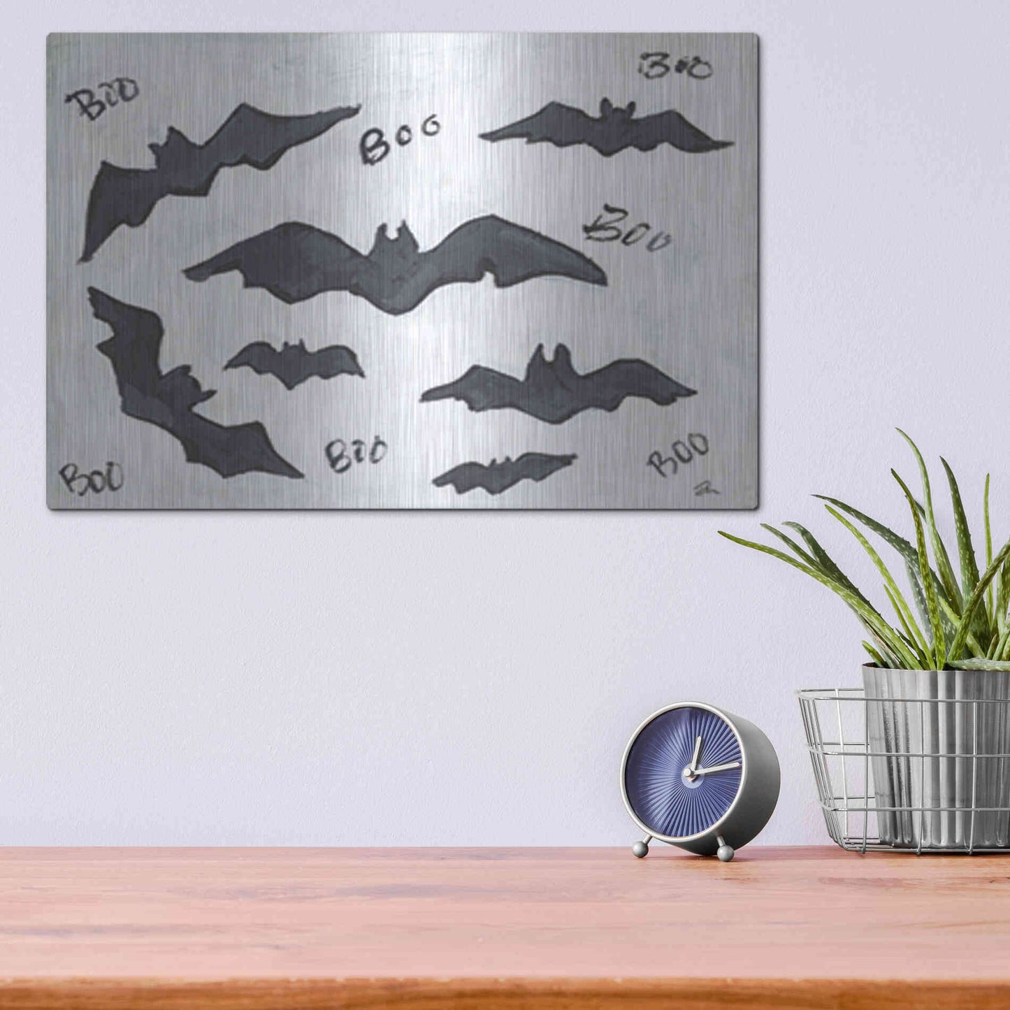 Luxe Metal Art 'Boo Bats' by Cindy Jacobs, Metal Wall Art,16x12
