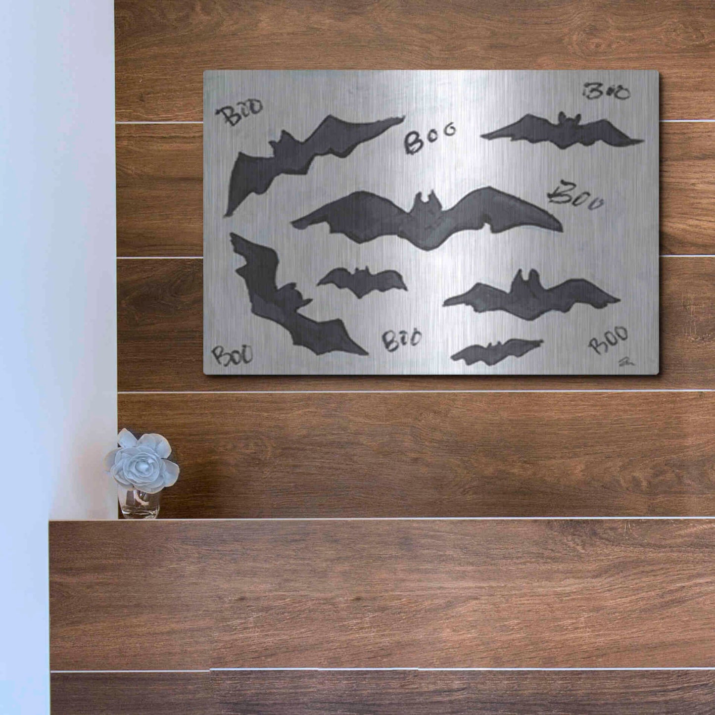 Luxe Metal Art 'Boo Bats' by Cindy Jacobs, Metal Wall Art,16x12