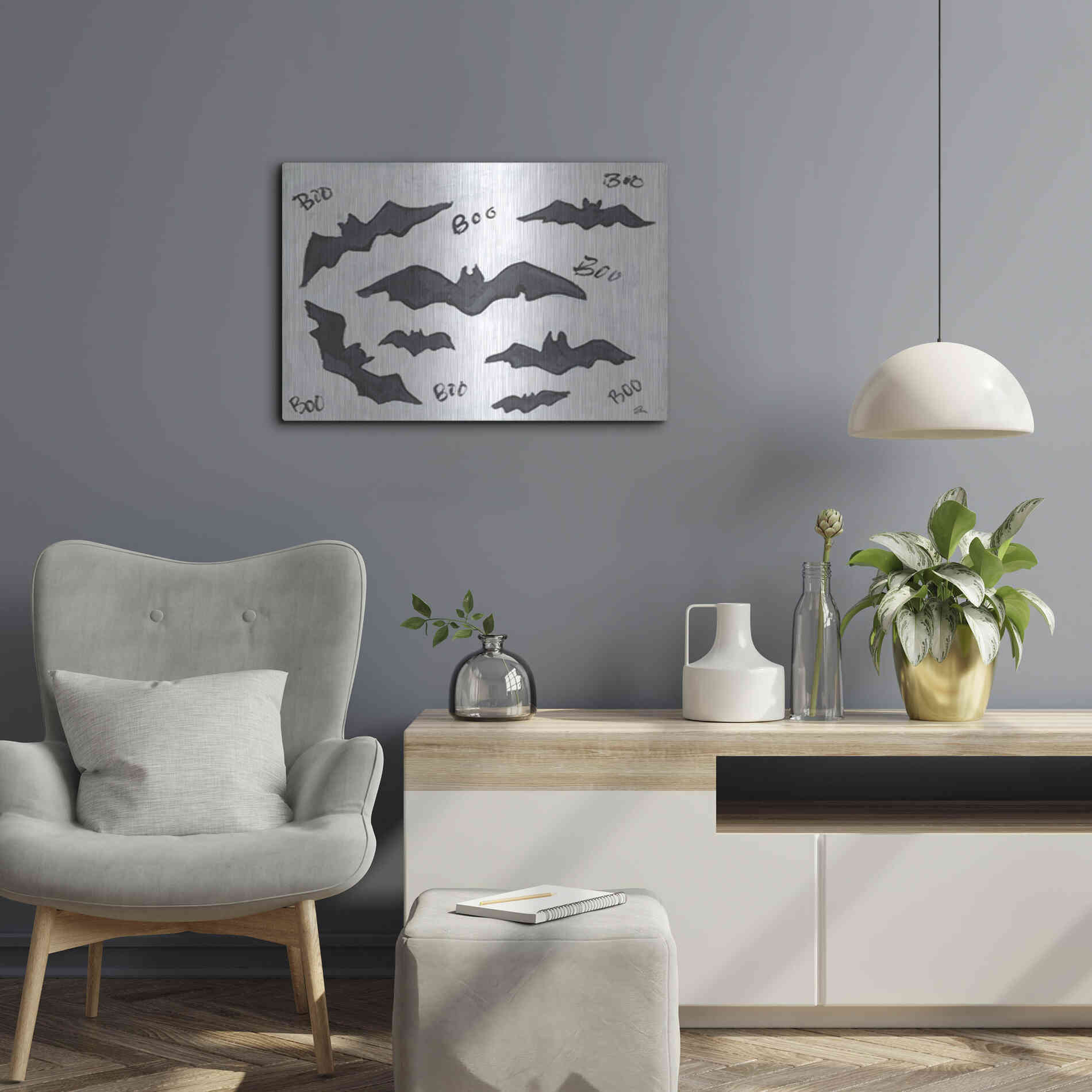 Luxe Metal Art 'Boo Bats' by Cindy Jacobs, Metal Wall Art,24x16