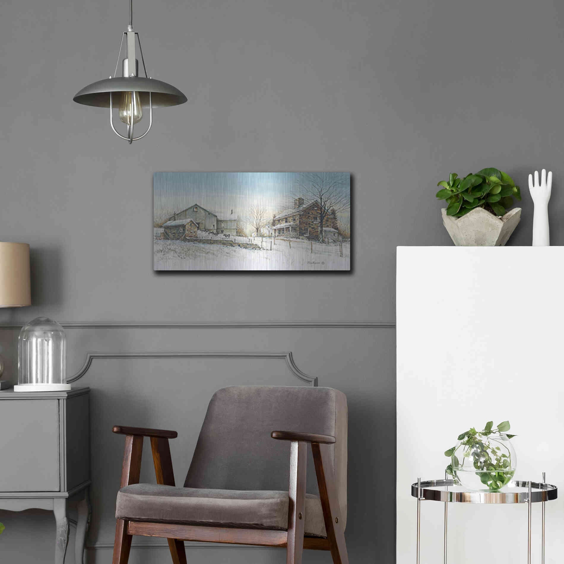 Luxe Metal Art 'February Morning' by John Rossini, Metal Wall Art,24x12