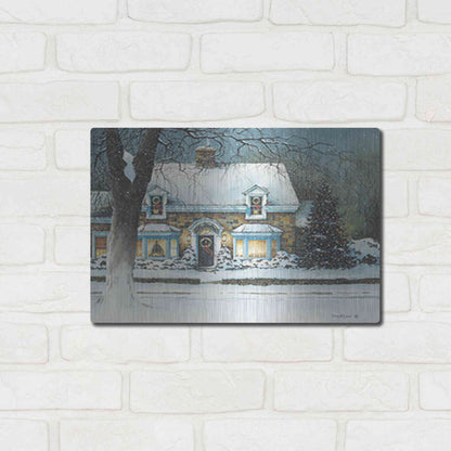 Luxe Metal Art 'Snow Softly Falling' by John Rossini, Metal Wall Art,16x12