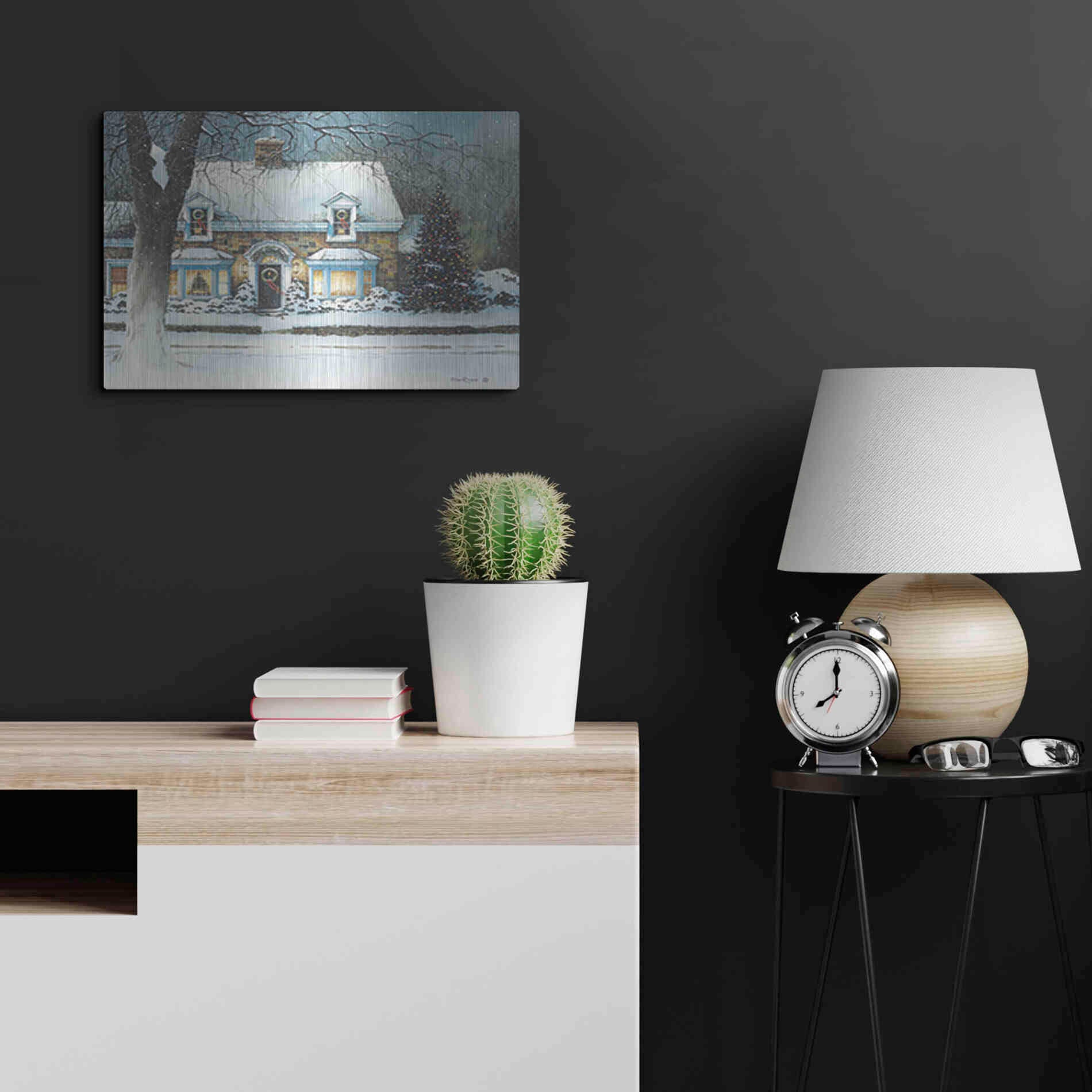 Luxe Metal Art 'Snow Softly Falling' by John Rossini, Metal Wall Art,24x16