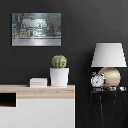 Luxe Metal Art 'Snow Softly Falling' by John Rossini, Metal Wall Art,24x16