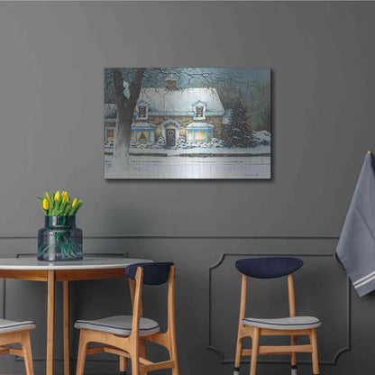 Luxe Metal Art 'Snow Softly Falling' by John Rossini, Metal Wall Art,36x24