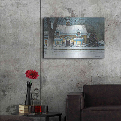 Luxe Metal Art 'Snow Softly Falling' by John Rossini, Metal Wall Art,36x24