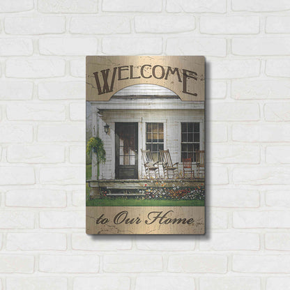 Luxe Metal Art 'Welcome to Our Home' by John Rossini, Metal Wall Art,16x24