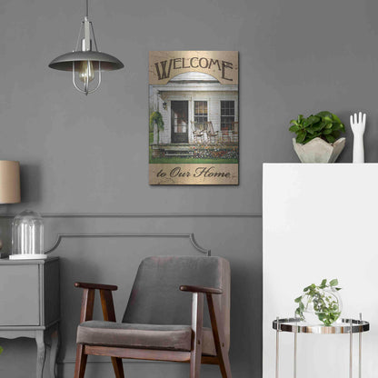 Luxe Metal Art 'Welcome to Our Home' by John Rossini, Metal Wall Art,16x24