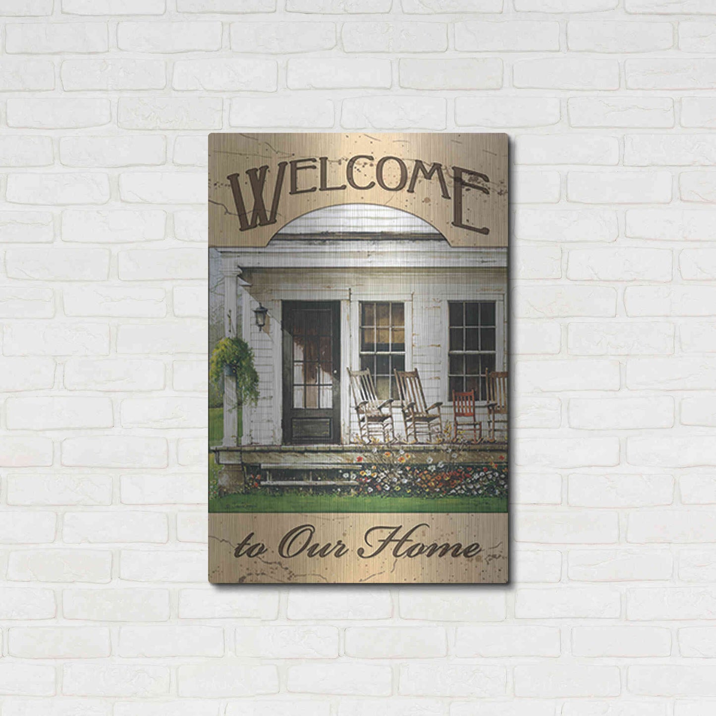 Luxe Metal Art 'Welcome to Our Home' by John Rossini, Metal Wall Art,24x36