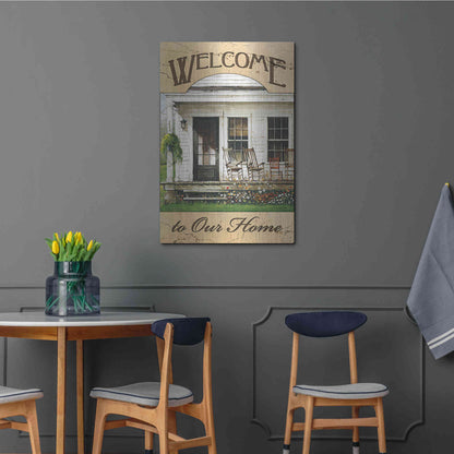Luxe Metal Art 'Welcome to Our Home' by John Rossini, Metal Wall Art,24x36