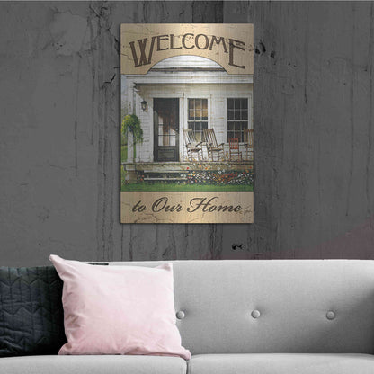 Luxe Metal Art 'Welcome to Our Home' by John Rossini, Metal Wall Art,24x36